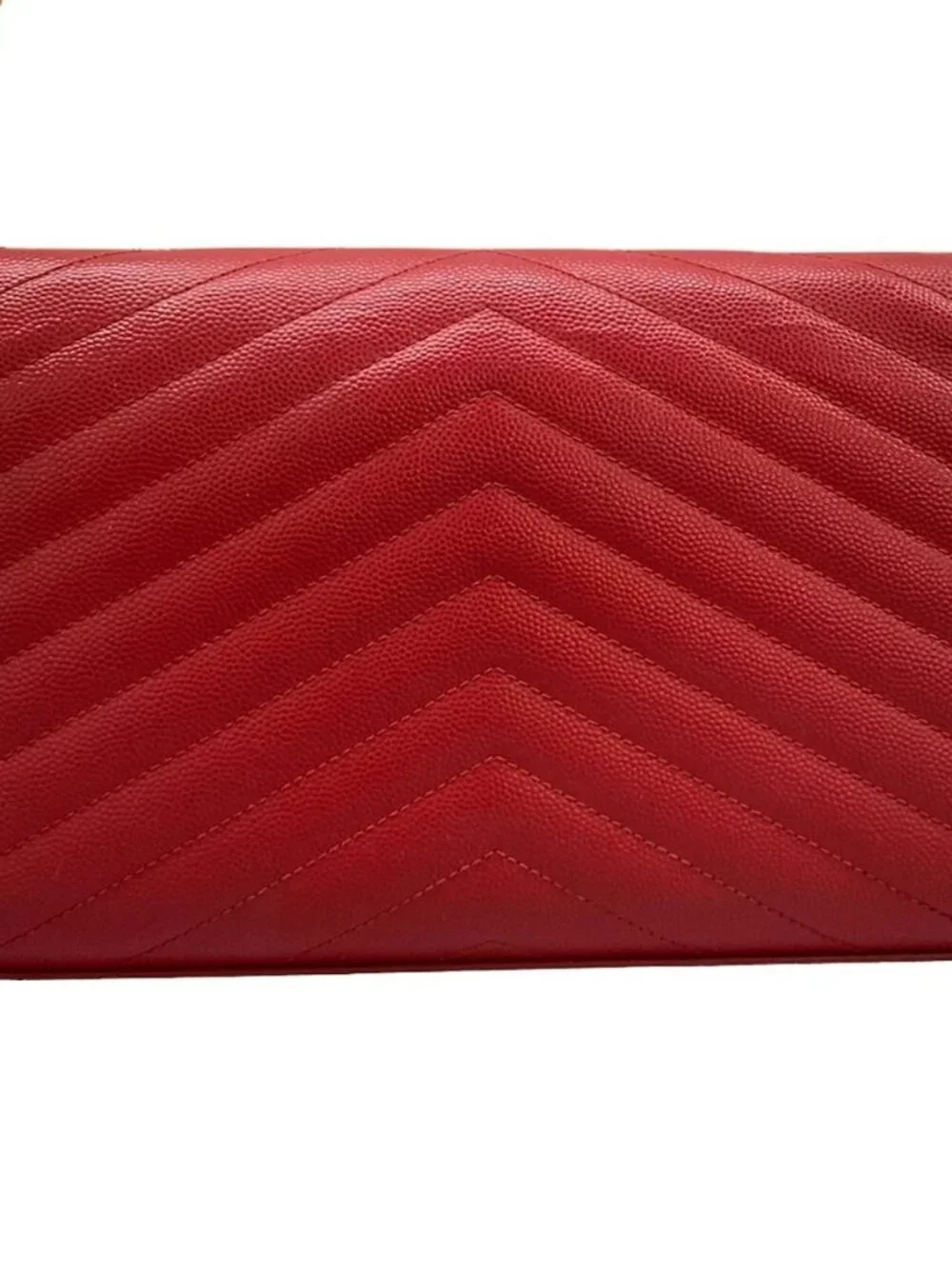 SAINT LAURENT PARIS Monogram Chain Wallet 377828 Red Leather Other Style Wallet - Picture 2 of 12